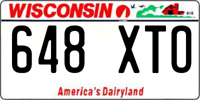 WI license plate 648XTO