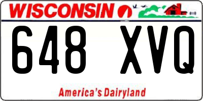 WI license plate 648XVQ