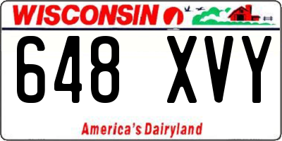 WI license plate 648XVY