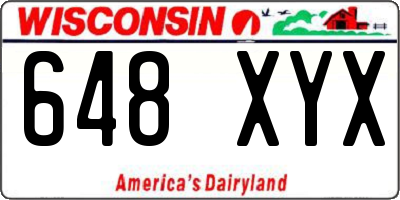 WI license plate 648XYX
