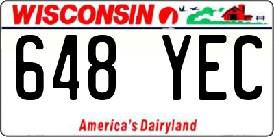 WI license plate 648YEC