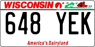 WI license plate 648YEK