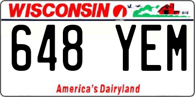 WI license plate 648YEM