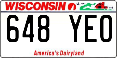WI license plate 648YEO