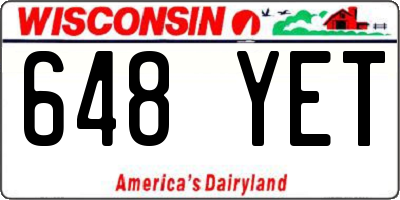 WI license plate 648YET