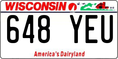 WI license plate 648YEU