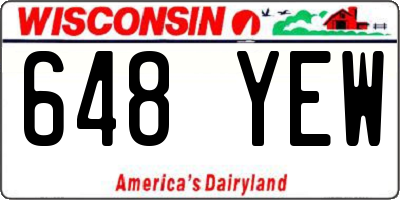 WI license plate 648YEW