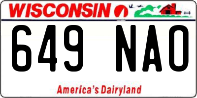 WI license plate 649NAO
