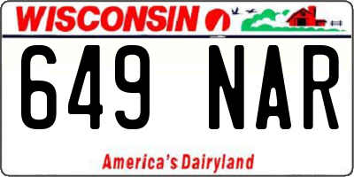 WI license plate 649NAR