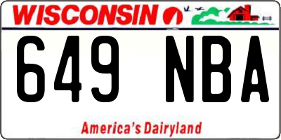 WI license plate 649NBA