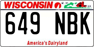 WI license plate 649NBK