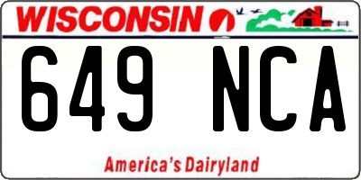 WI license plate 649NCA
