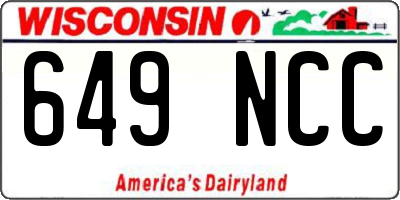 WI license plate 649NCC