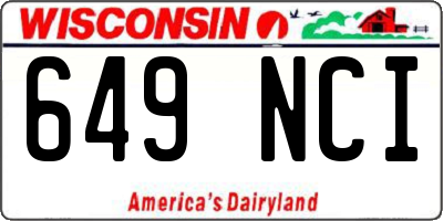 WI license plate 649NCI
