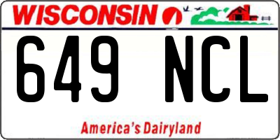 WI license plate 649NCL