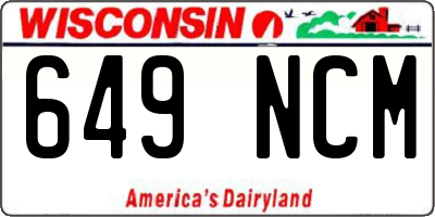 WI license plate 649NCM
