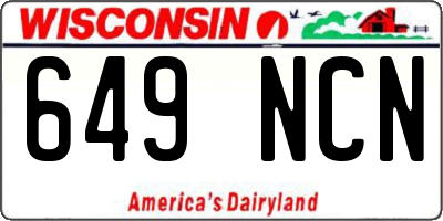 WI license plate 649NCN