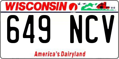 WI license plate 649NCV