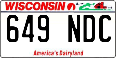 WI license plate 649NDC