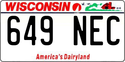 WI license plate 649NEC
