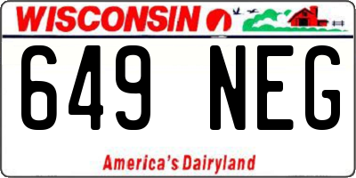 WI license plate 649NEG