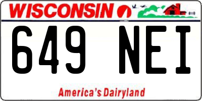 WI license plate 649NEI