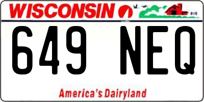 WI license plate 649NEQ