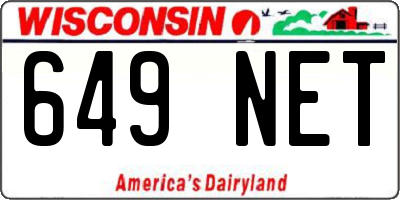 WI license plate 649NET