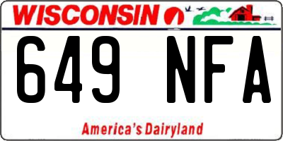 WI license plate 649NFA