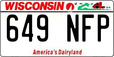 WI license plate 649NFP