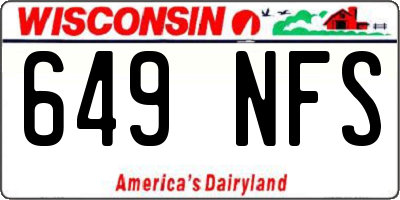 WI license plate 649NFS
