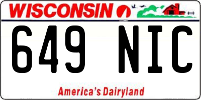 WI license plate 649NIC