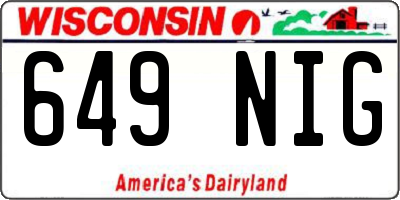 WI license plate 649NIG