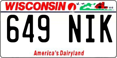 WI license plate 649NIK