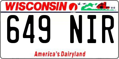 WI license plate 649NIR