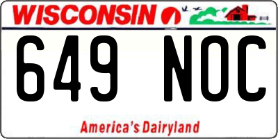 WI license plate 649NOC