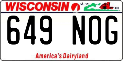 WI license plate 649NOG