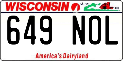 WI license plate 649NOL