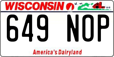 WI license plate 649NOP