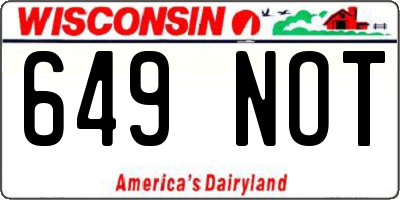 WI license plate 649NOT