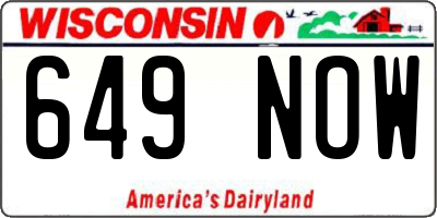 WI license plate 649NOW