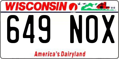 WI license plate 649NOX