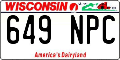 WI license plate 649NPC