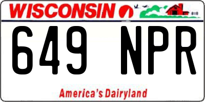 WI license plate 649NPR