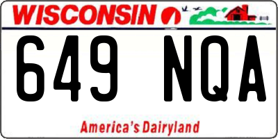 WI license plate 649NQA
