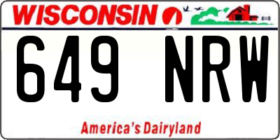 WI license plate 649NRW