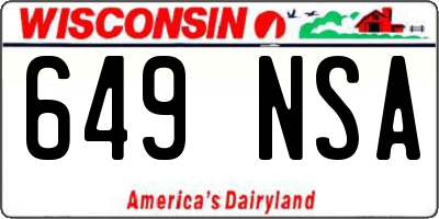WI license plate 649NSA