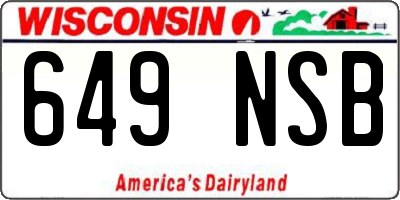 WI license plate 649NSB