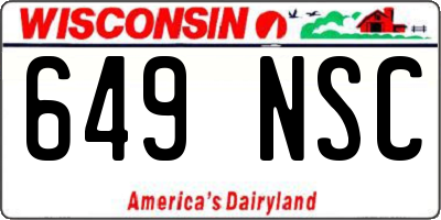 WI license plate 649NSC