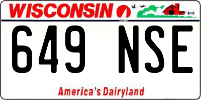 WI license plate 649NSE